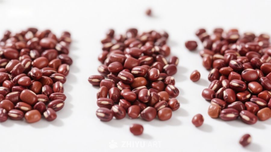 三堆红豆整齐排列