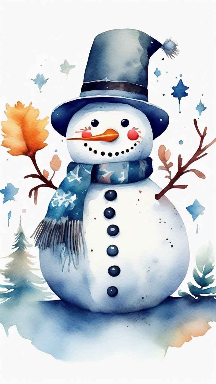 冬季插画雪人堆 81