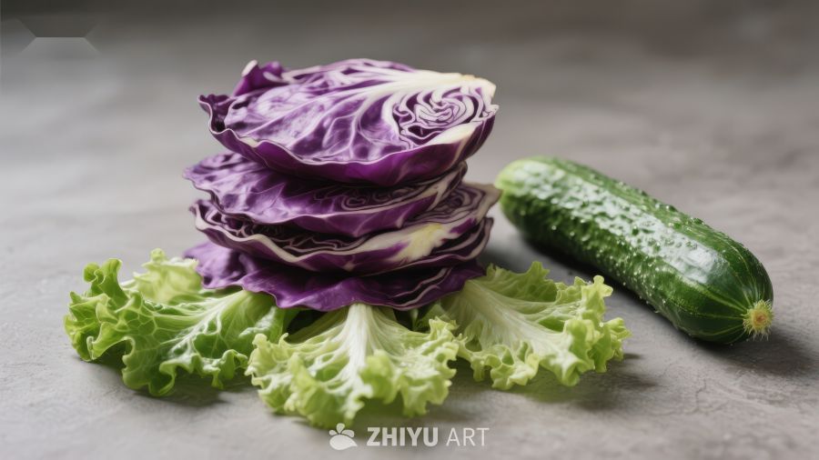 紫甘蓝生菜黄瓜静物