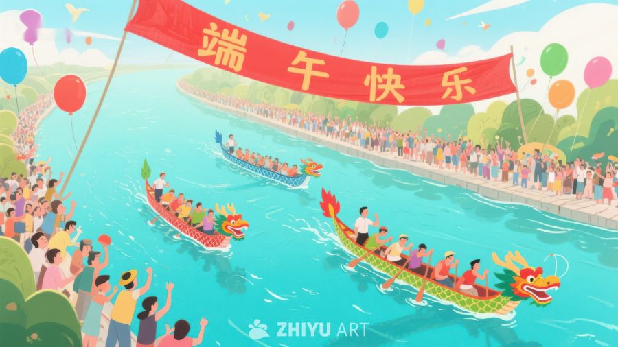 端午节龙舟赛热闹场景 70