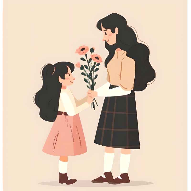 送花给母亲的小女孩 6