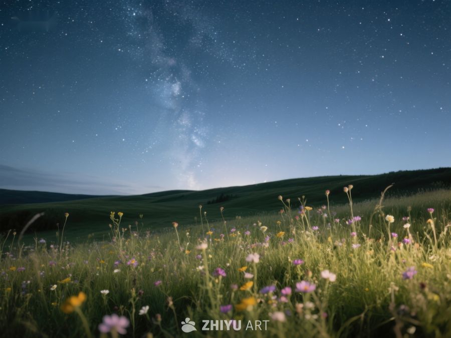 星空下的野花草地 222