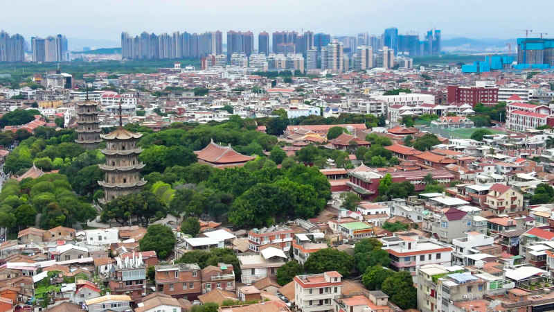福建泉州城市风光航拍图 