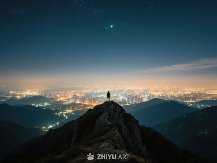 夜空山顶俯瞰城市灯火 281