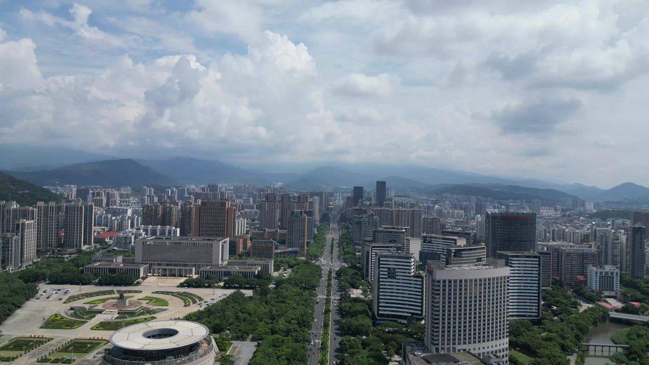 航拍福建龙岩城市建设龙岩风光