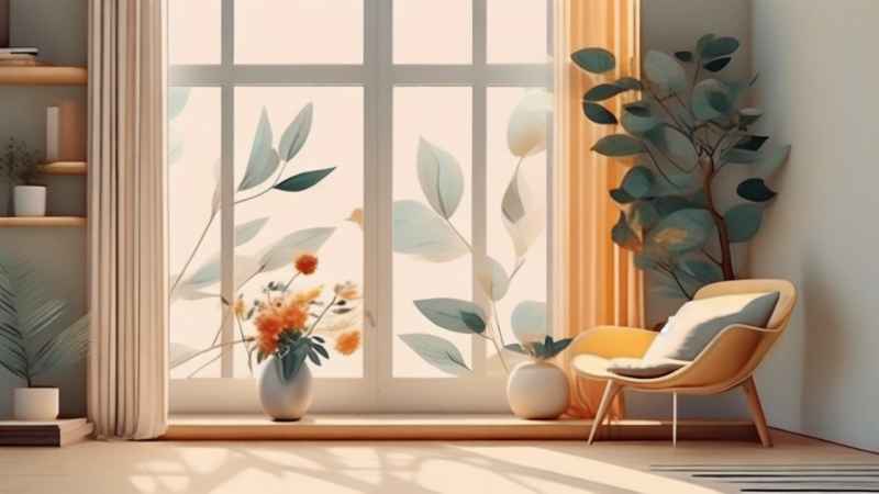 极简主义元素花朵和树枝插画