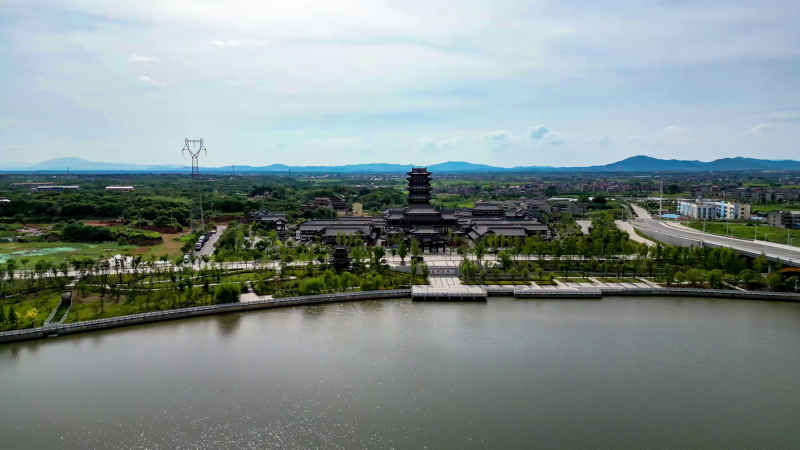江西抚州城市风光航拍图 