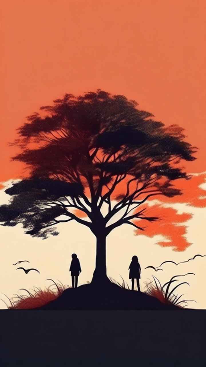 一幅画画着树极简主义 2
