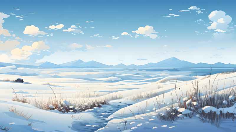 冬季唯美创意背景插画图 116