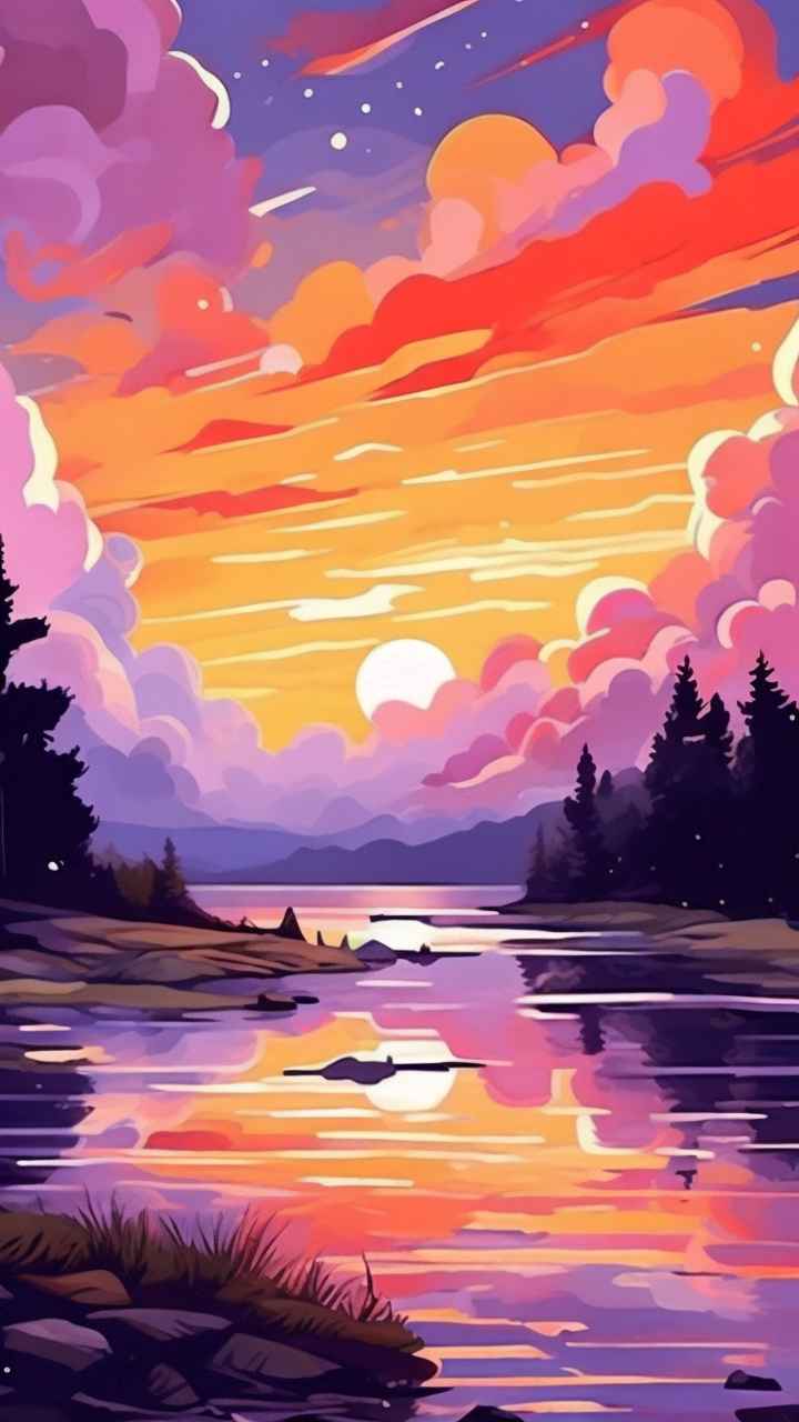 火烧云自然主题插画 30