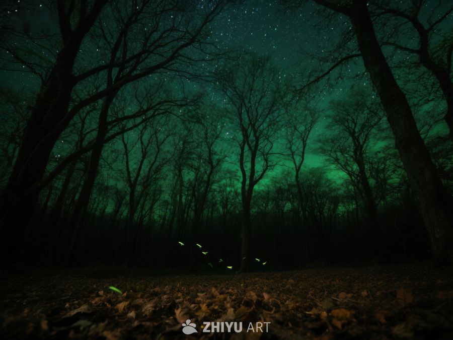 夜林中的萤火虫与极光 455