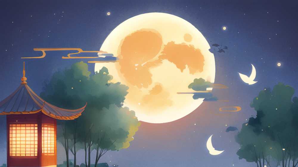 唯美小暑夜晚原创插画海报素材