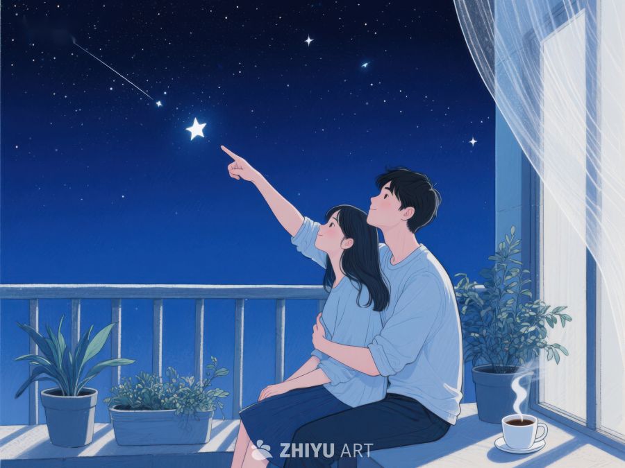 情侣夜空下共赏星辰 564