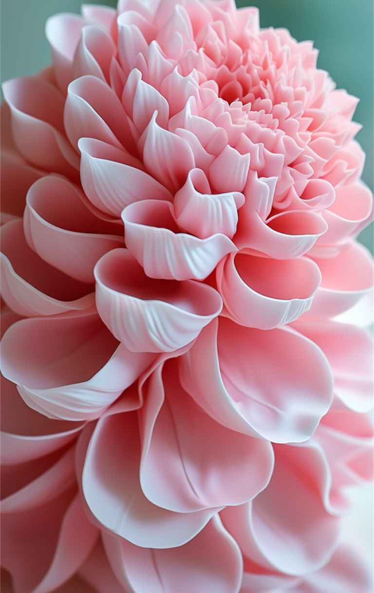 一朵粉色艺术花，花瓣层层叠叠 5