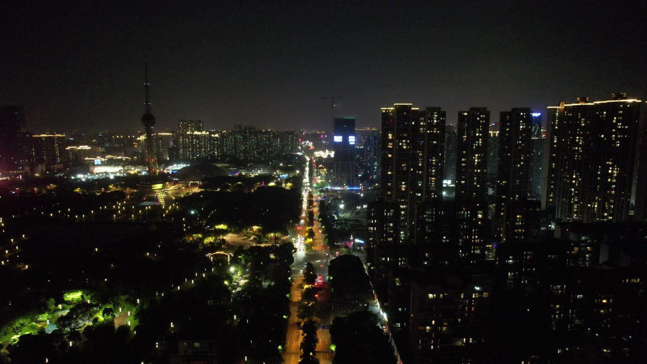 广东佛山城市夜景航拍