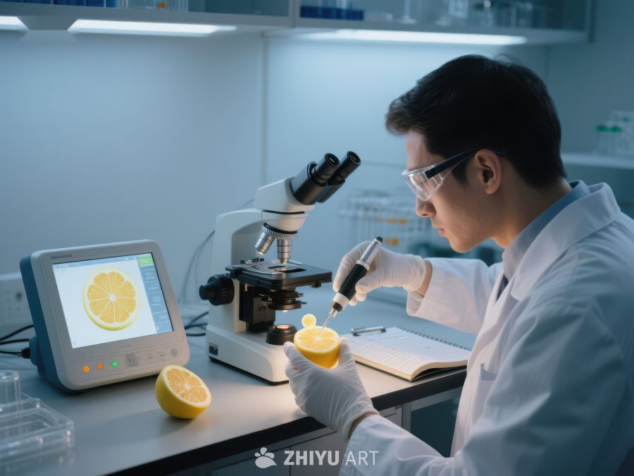 科学家在实验室分析柑橘样本 235