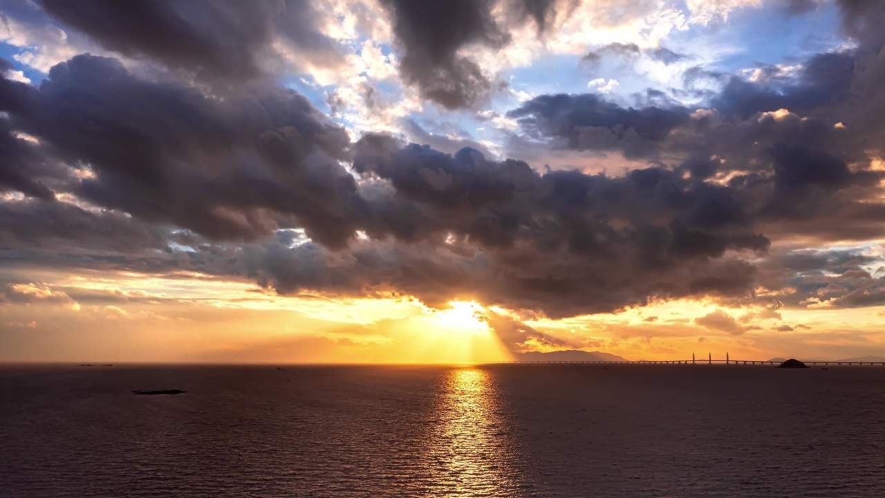 海面夕阳天空云彩景象二
