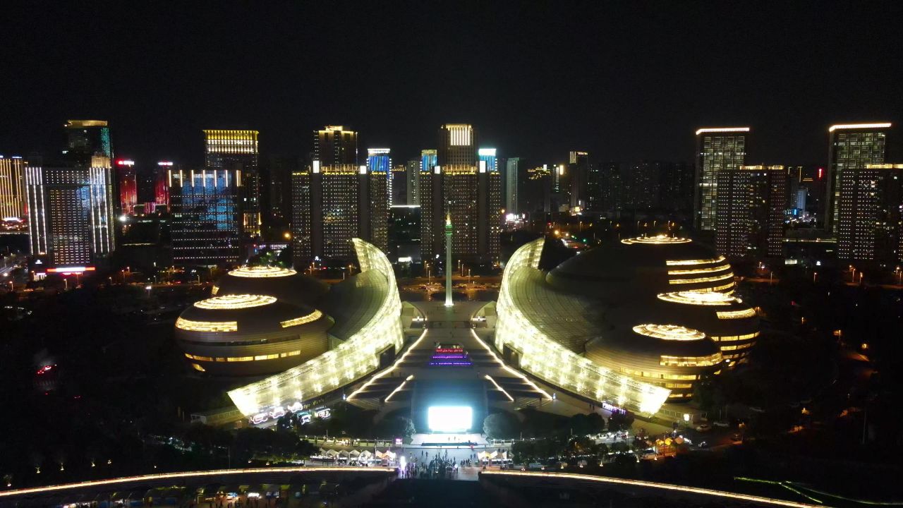河南郑州文化艺术中心建筑航拍  