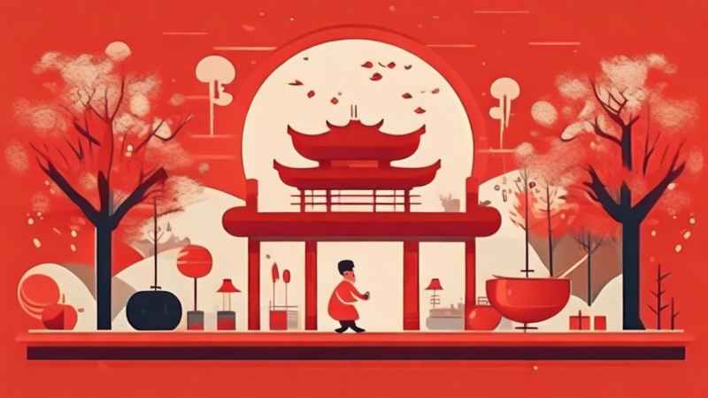 过年春节打太平鼓简约插画 6