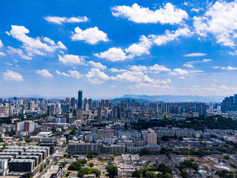 福建福州城市风光蓝天白云航拍摄影图 