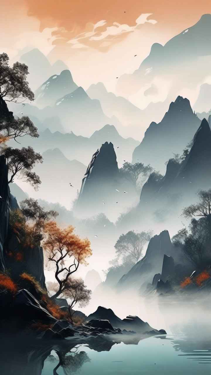 国风山水画背景插画 62