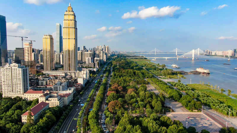 湖北武汉城市风光旅游景区航拍 
