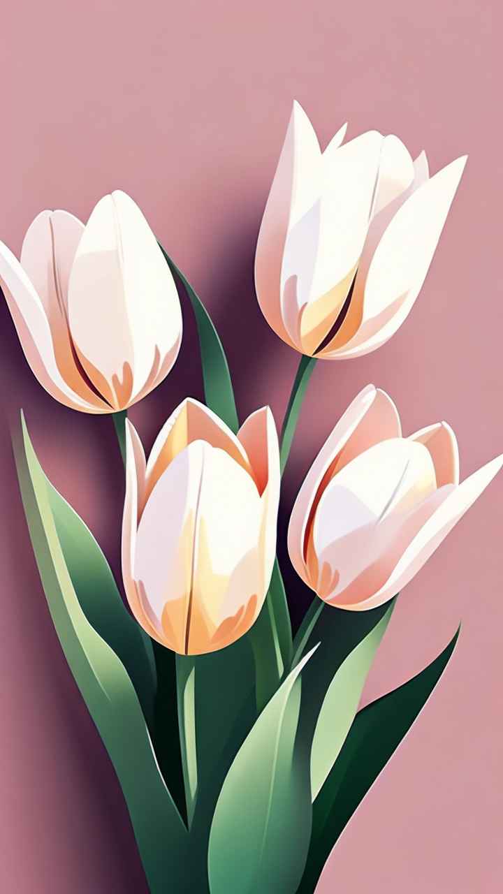 一个白色郁金香花束正在开放插画 89