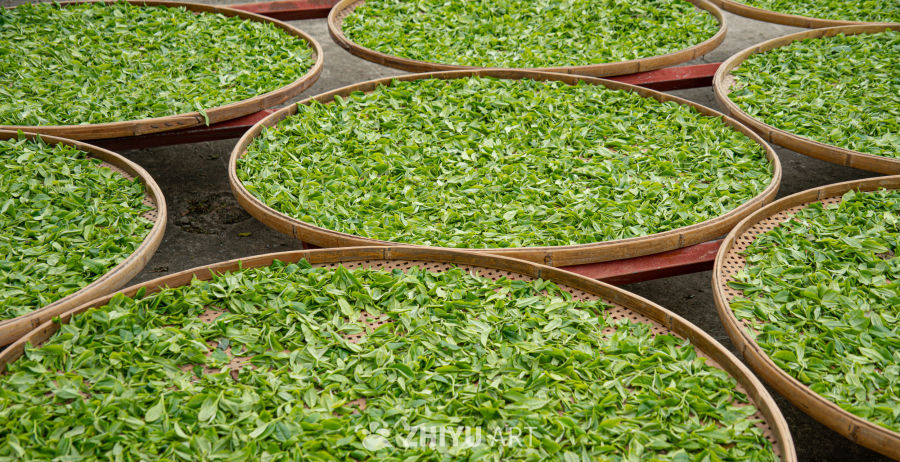 竹篮中的茶叶