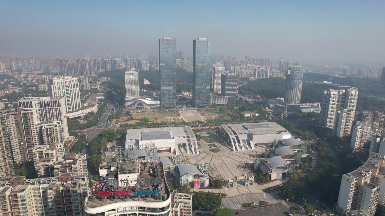 广东江门城市建设航拍 