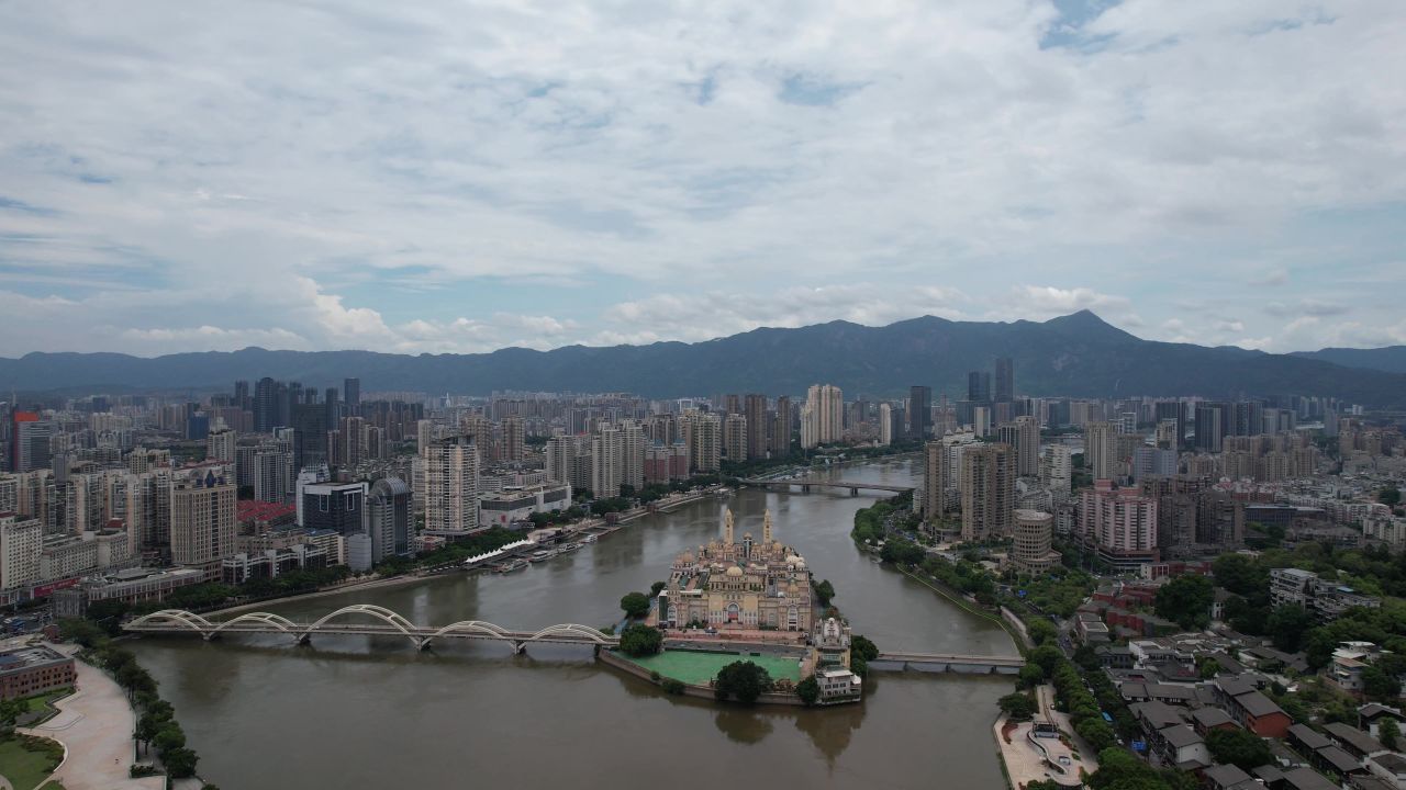 福建福州解放大桥中洲岛航拍