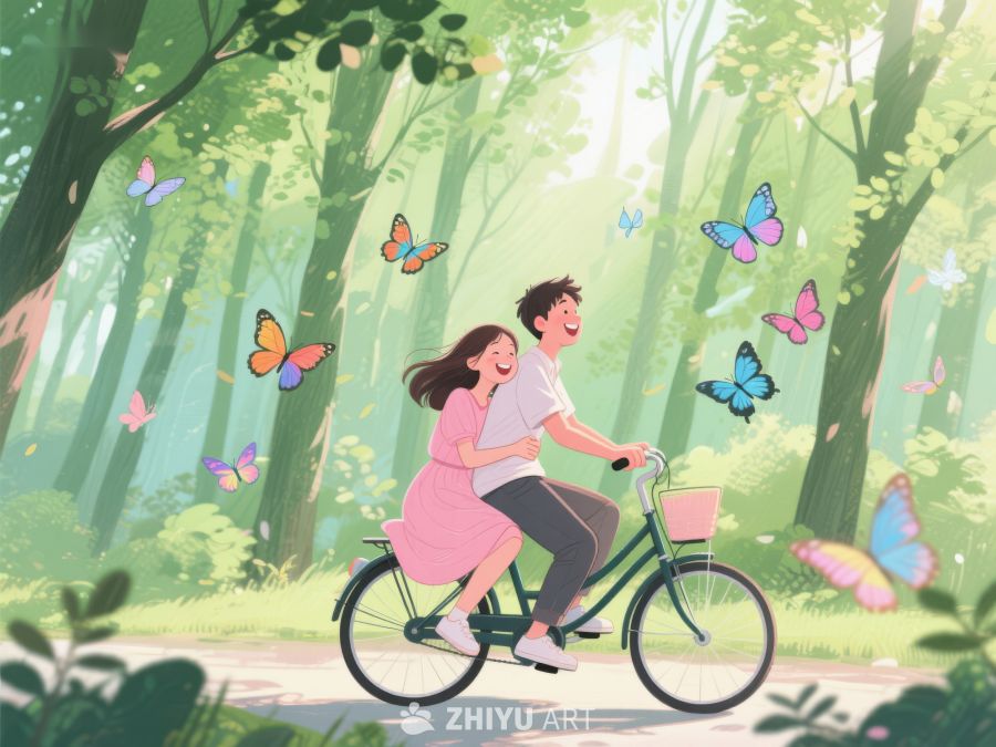 林间骑车，蝶舞相伴 477