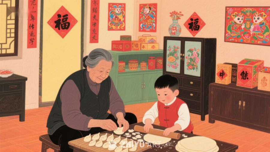 祖孙共制饺子，温馨节日时光 1290