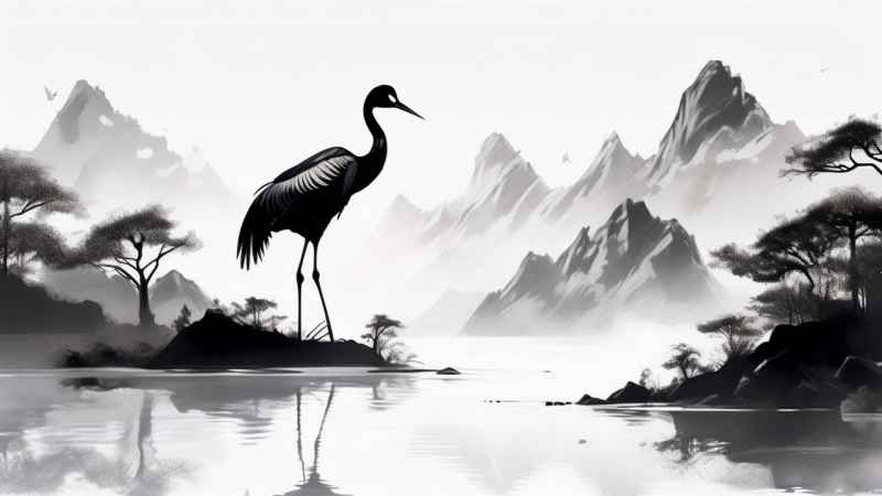 国风鹤山水风景插画 45