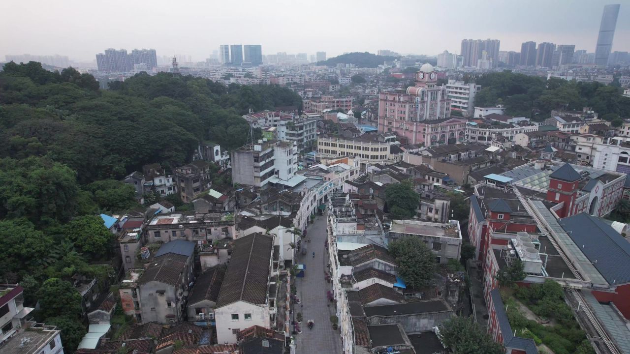 广东中山孙文西路文化旅游步行街航拍