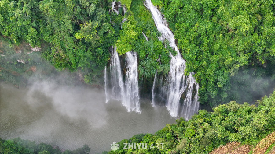航拍山间峡谷瀑布  瀑布水流 3
