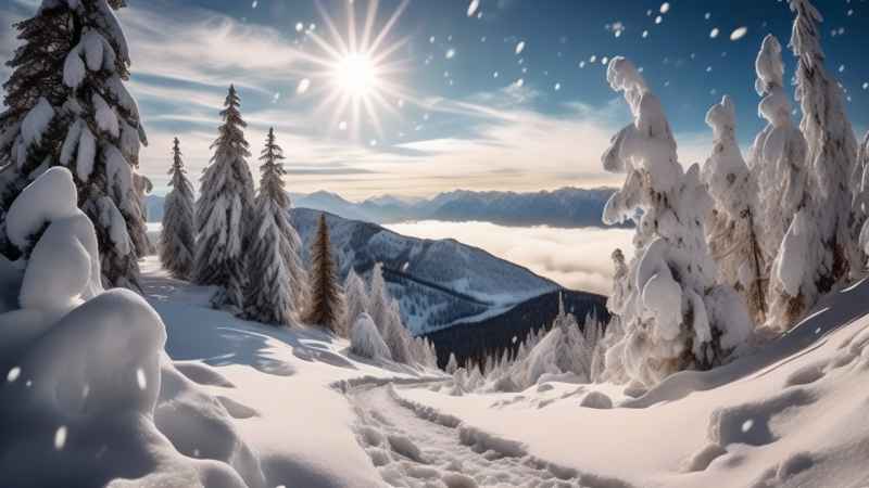 冬季背景图插画雪山雪景 67