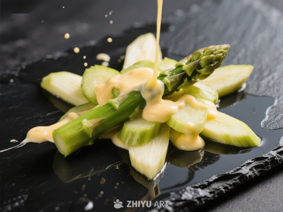 芦笋配酱汁，精致摆盘 895