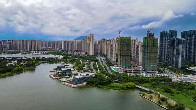 福建漳州城市风光航拍图 