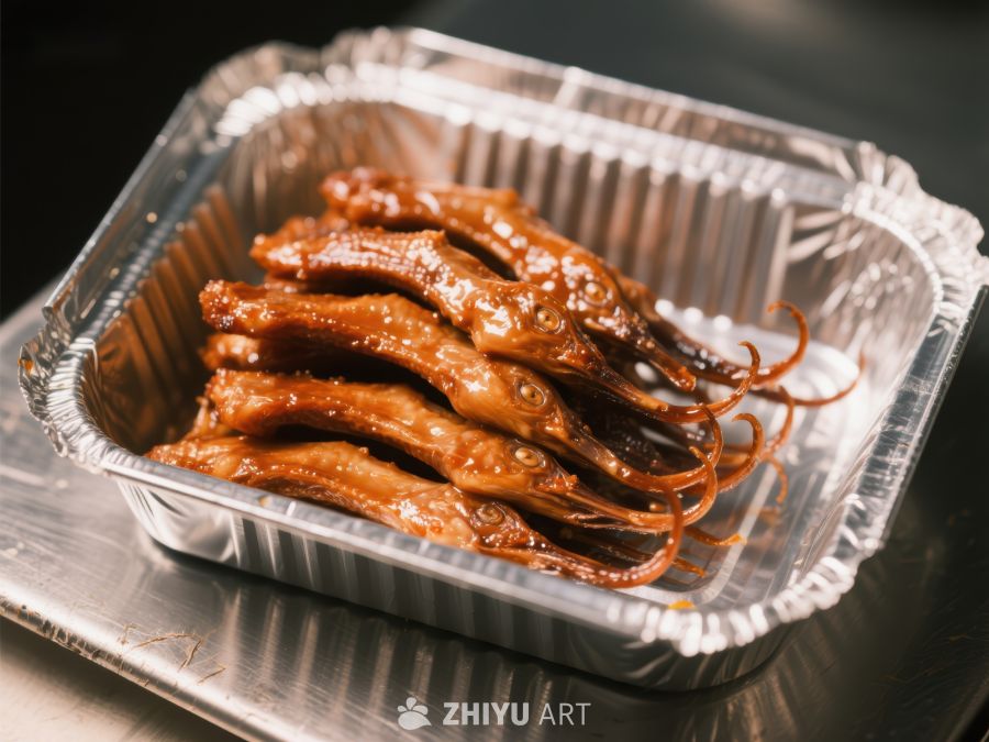 铝箔盒中的酱鸭翅