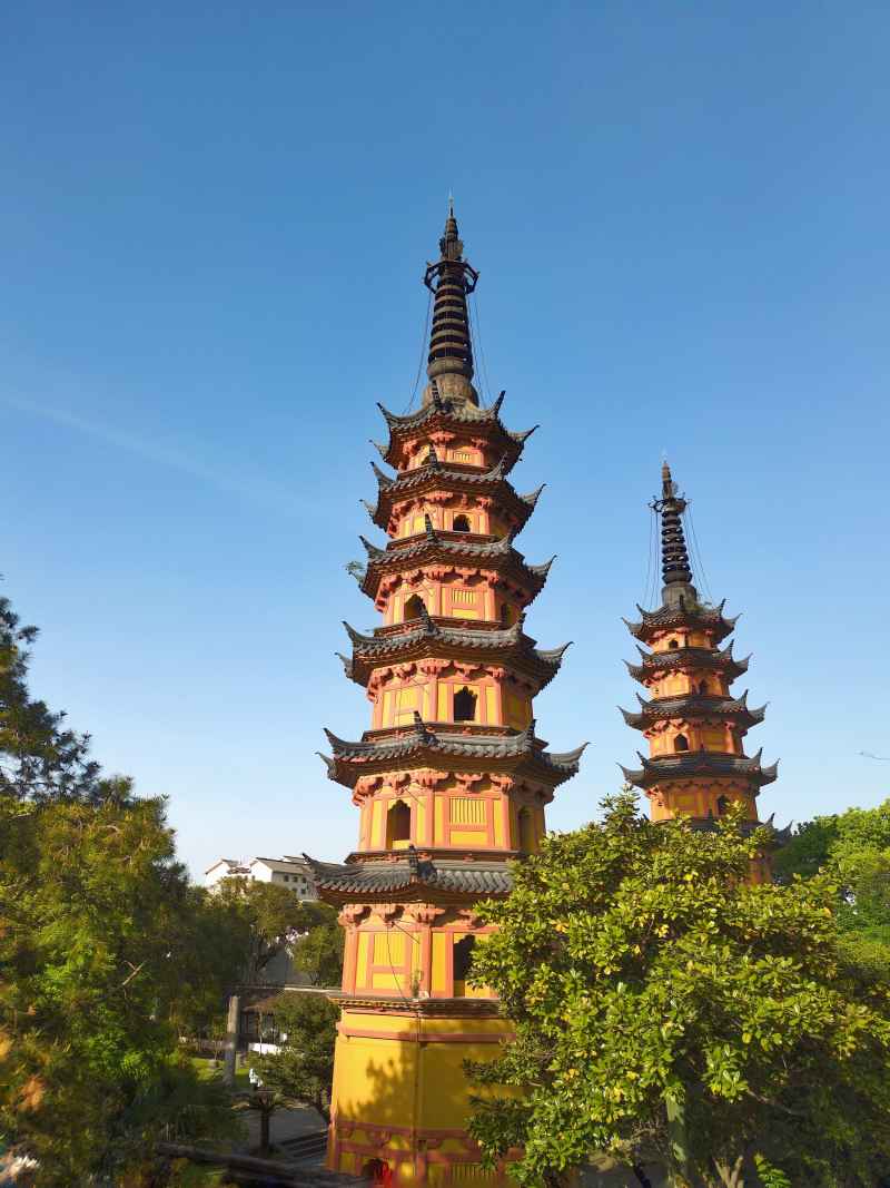 苏州 双塔 古塔 古建 历史 定慧寺 航拍 罗汉院 古建筑 旅游 江南 