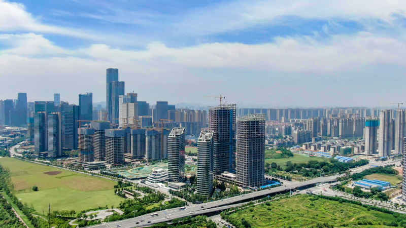 湖南长沙城市风光航拍摄影图 