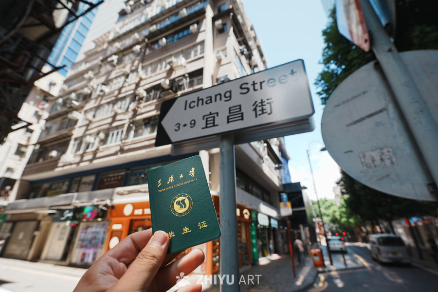 街头的学生证与路牌