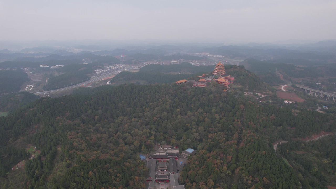 四川遂宁观音故里灵泉寺航拍