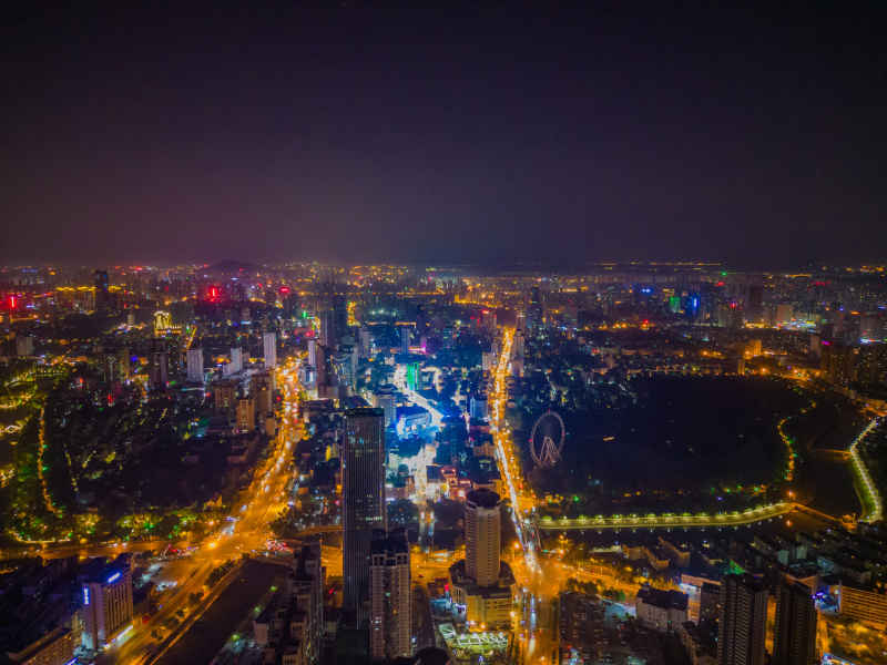 安徽省合肥市城市夜景交通航拍