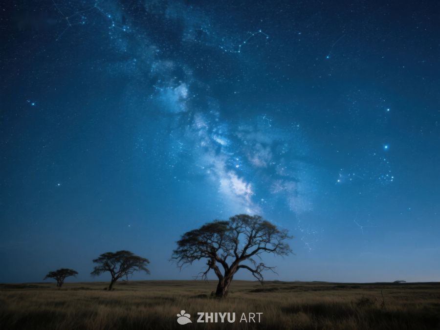 星空下的孤树剪影 170