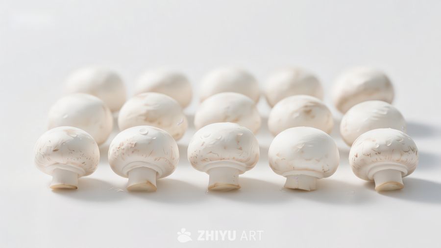 白色蘑菇排列特写