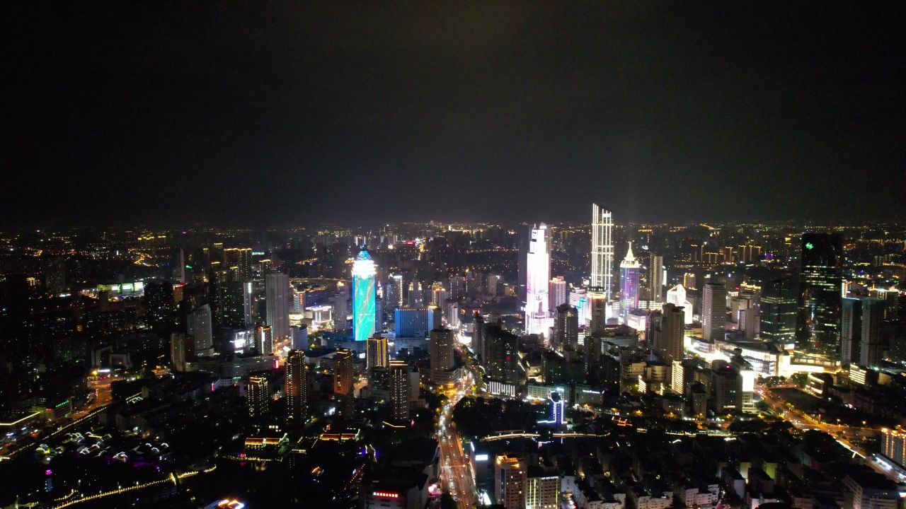 无锡城市夜景灯光航拍