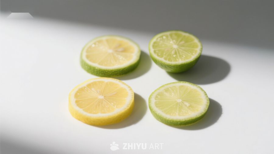 柠檬切片的光影展示