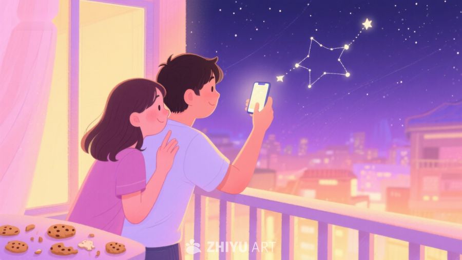 情侣夜观星空，共享温馨时刻 247