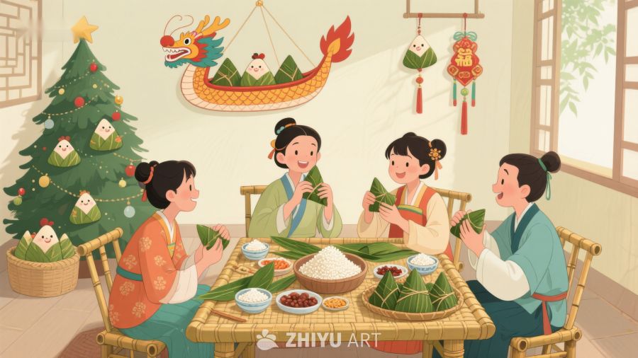 家人围坐包粽子，共庆传统佳节 196